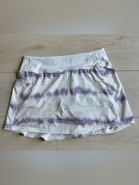 Lululemon Pace Rival White and Lavender Tie-Dye Athletic Skirt Size 4